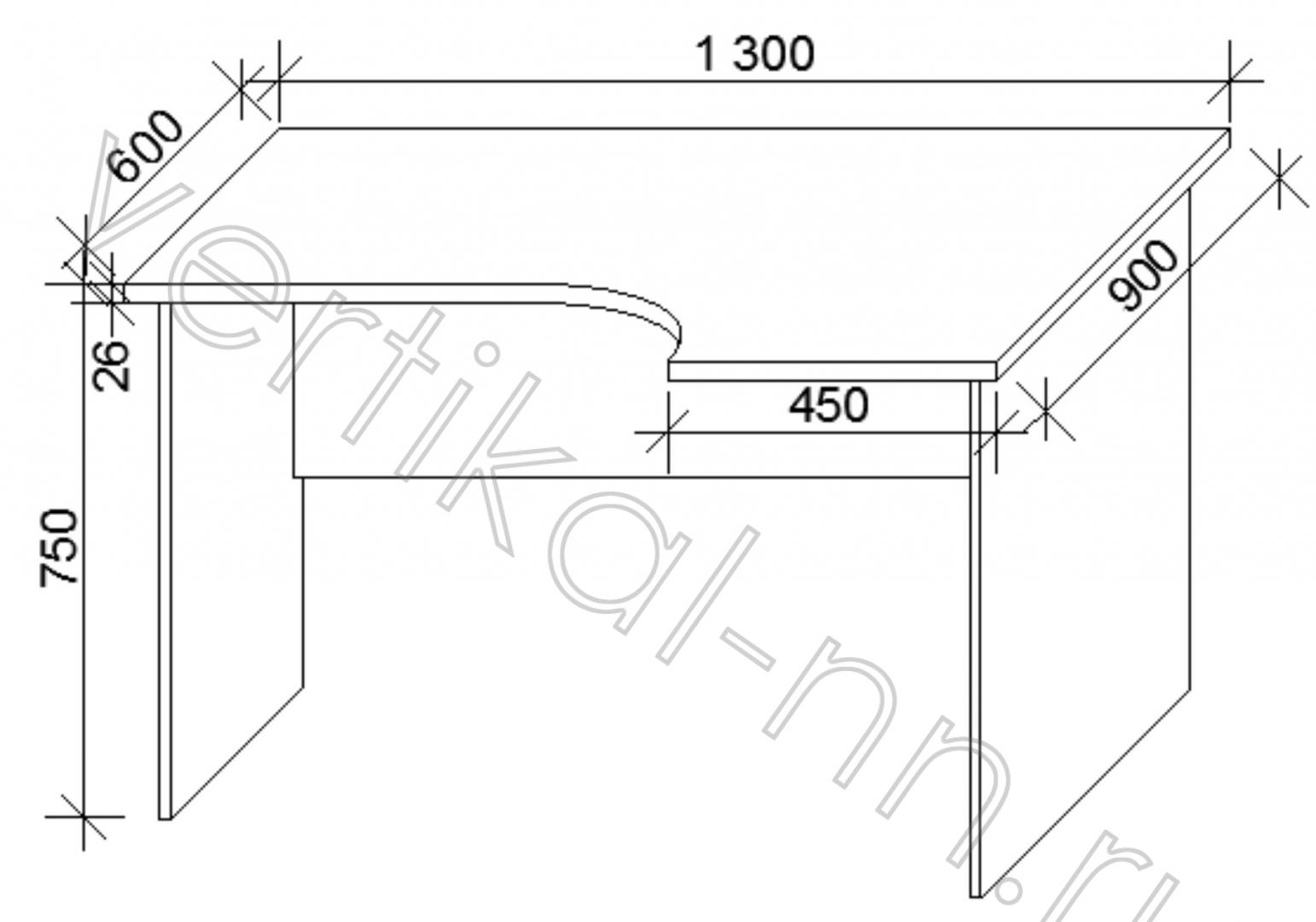 Угловой рабочий стол Размеры